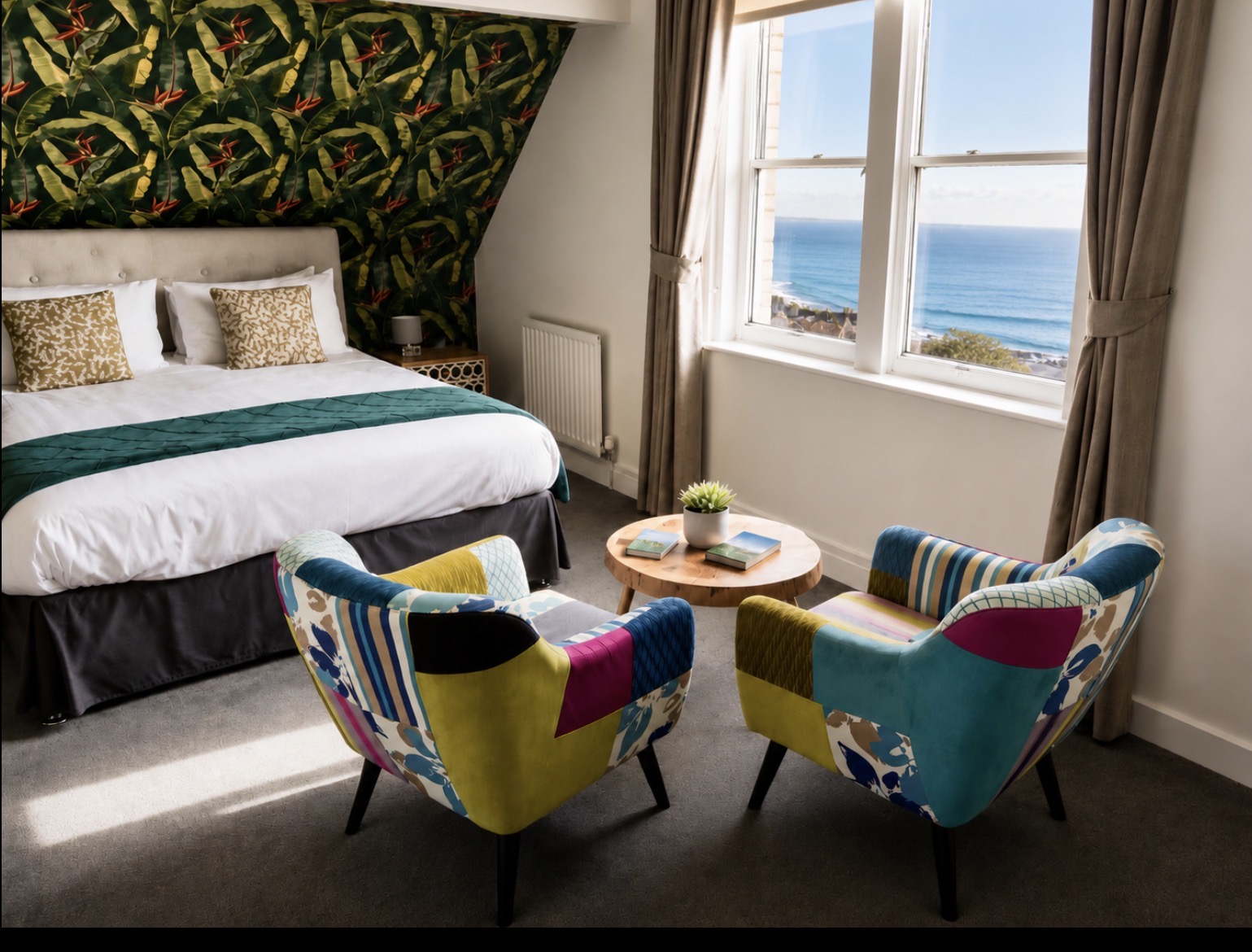 Sea-view bedroom at The Fossil Tree, Bispham