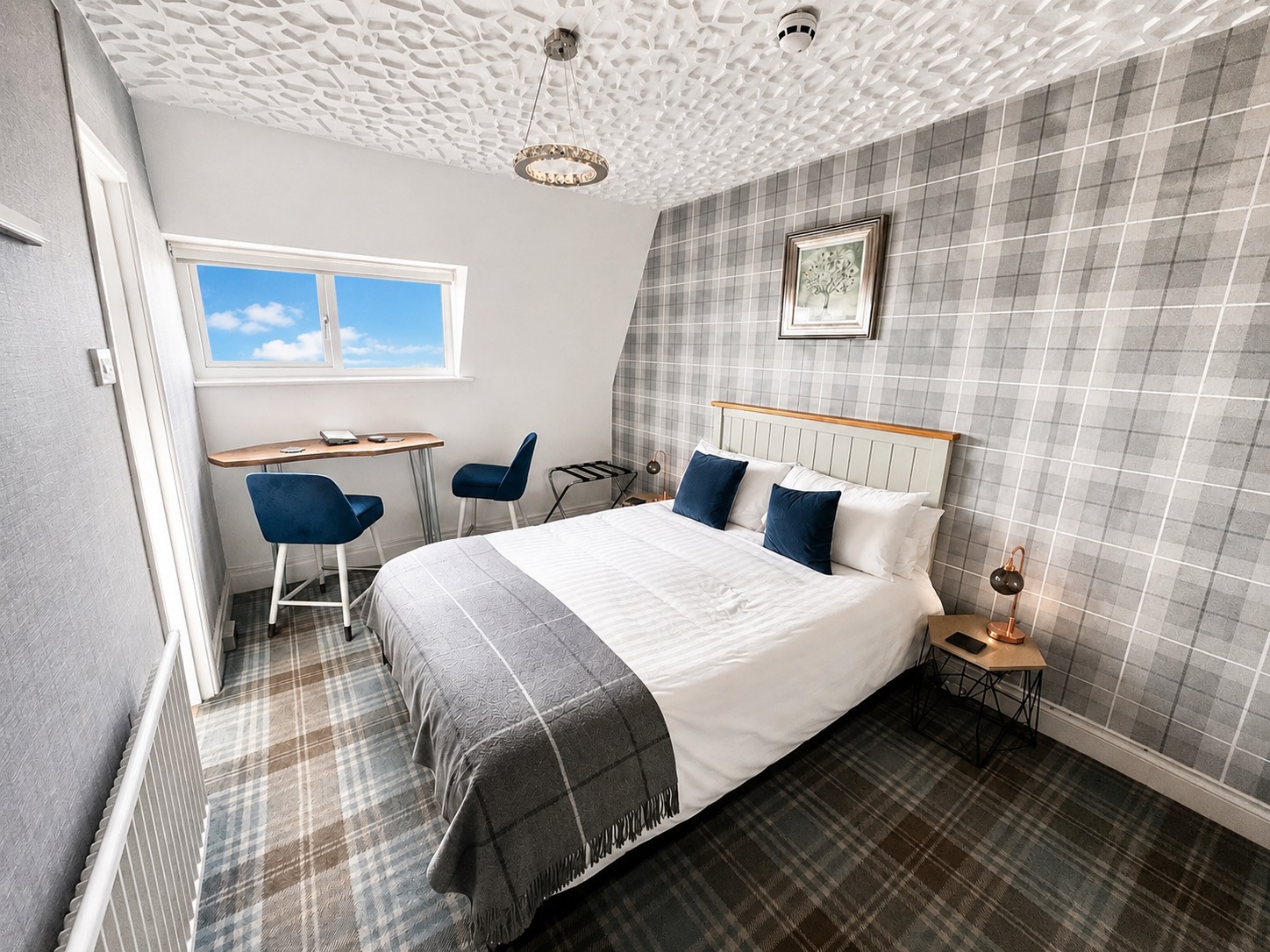 The Larch Room with its tartan décor